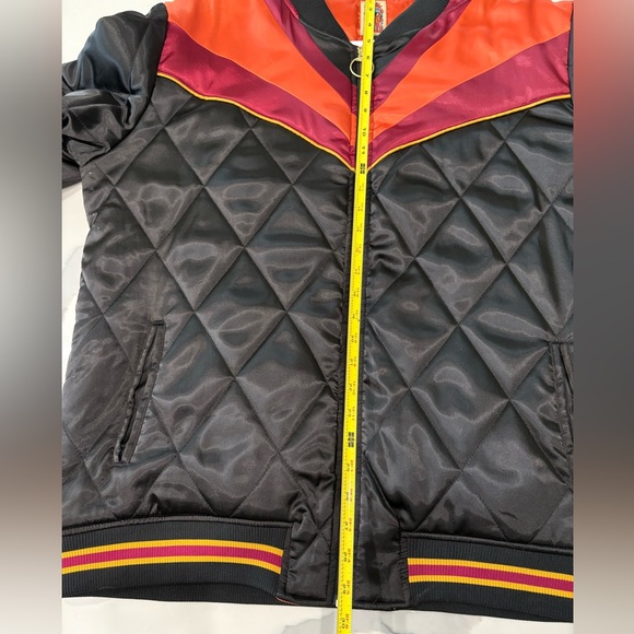 Classic Rock Couture Black Rising Sun Bomber Jacket Quilted Satin 70s - Picture 5 of 8